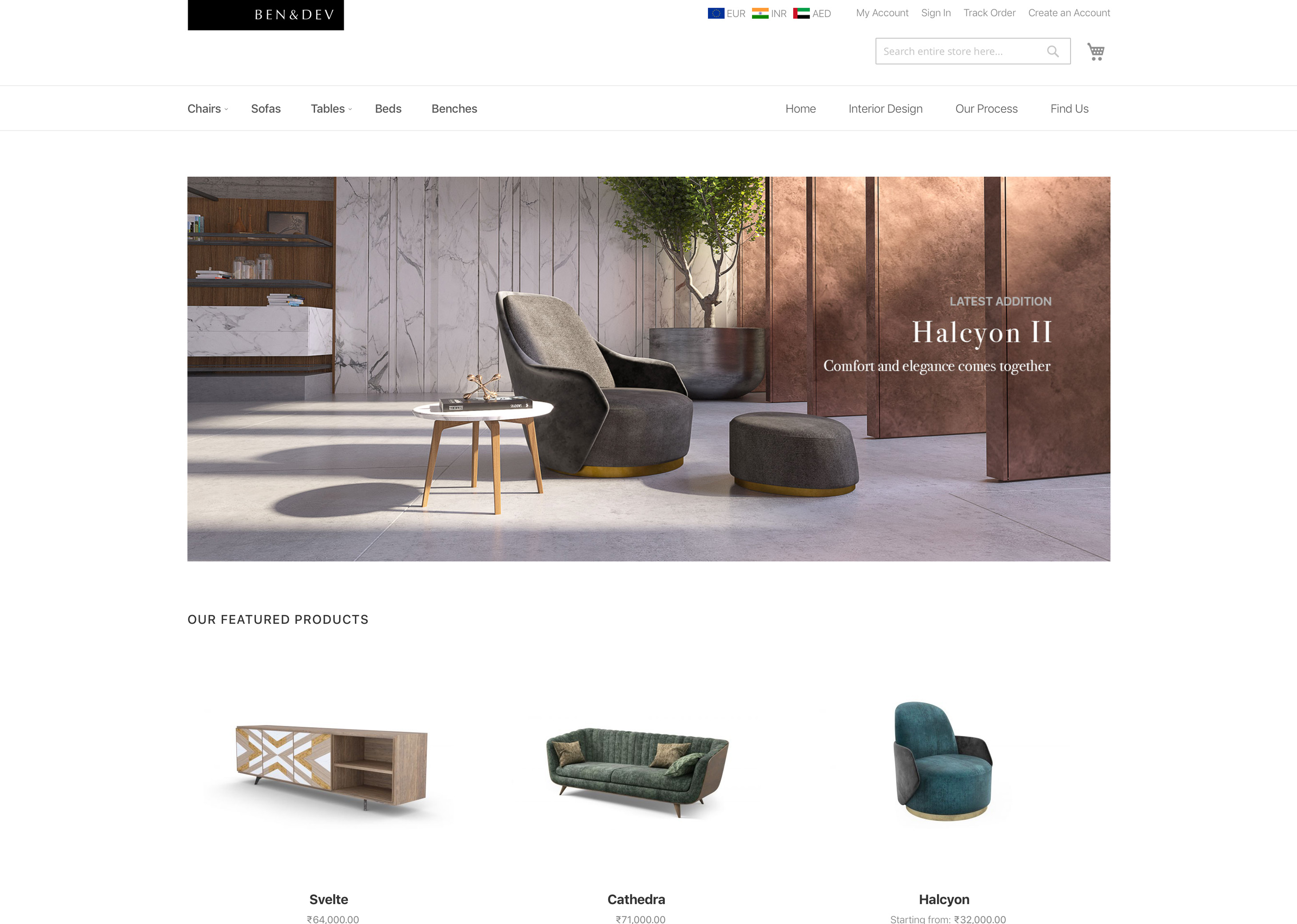 eCommerce for boutique furniture manufacturer - Ben & Dev